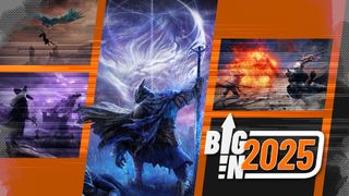 Screenshots of battle in Elden Ring Nightreign along with a logo for GamesRadar+'s Big in 2025 features